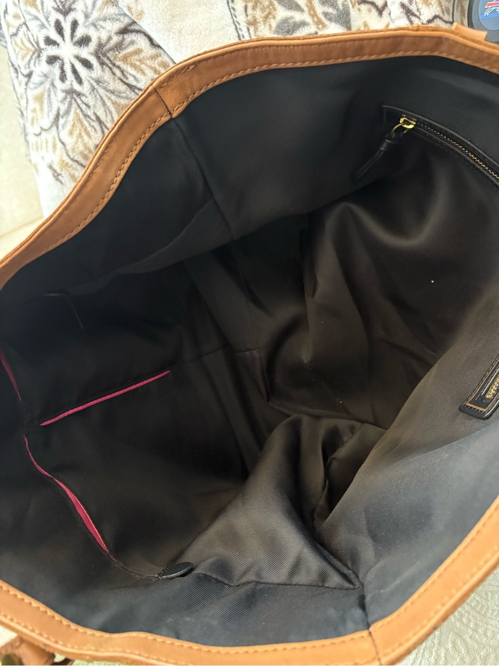 The Sak Sienna Leather Tote Handbag with Tassel Accent Tan Cognac - Picture 7 of 10